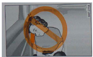 Rys. 195 Przykładowy rysunek niebezpiecznej pozycji siedzącej w strefie działania bocznej poduszki bezpieczeństwa