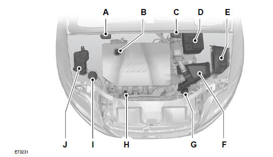 Widok ogÃ³lny obszaru pod pokrywÄ… komory silnika - 2,0 L DURATEC-HE (MI4)