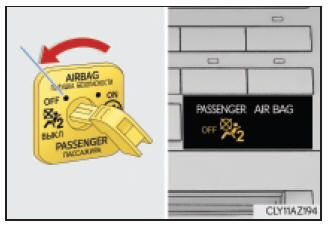 Wyłączanie czołowej poduszki powietrznej i dolnej poduszki powietrznej pasażera przy przednim fotelu pasażera
