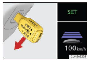 Zaprogramowanie prędkości jazdy (tryb kontroli odstępu od poprzedzającego pojazdu)