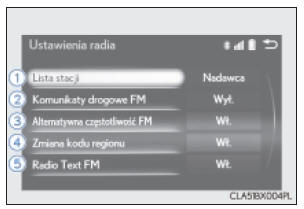 Zmiana ustawień odbioru radiowego w trybie FM